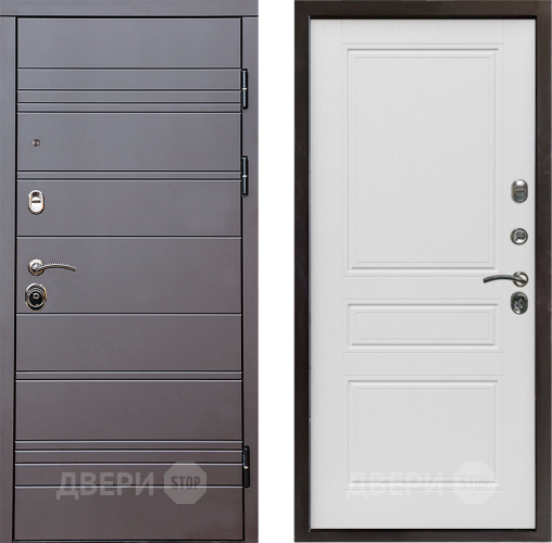 Входная металлическая Дверь Престиж Линия Браун Классика Лиственница белая в Реутове