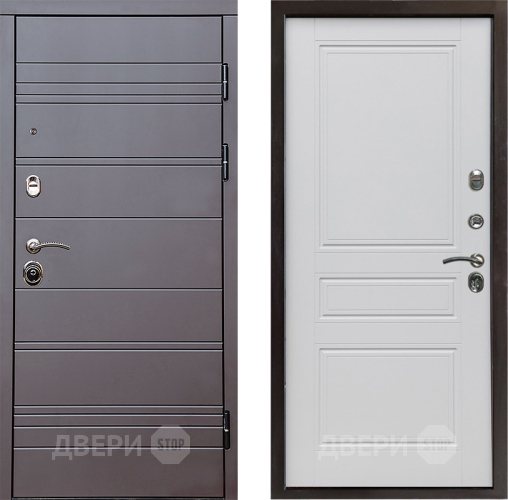 Входная металлическая Дверь Престиж Линия Браун Классика Белый матовый в Реутове