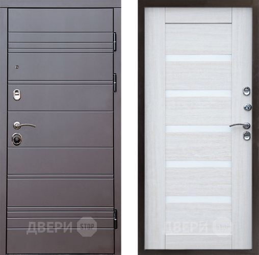 Входная металлическая Дверь Престиж Линия Браун Царга Лиственница белая в Реутове