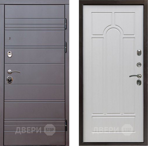 Входная металлическая Дверь Престиж Линия Браун Арка Лиственница белая в Реутове