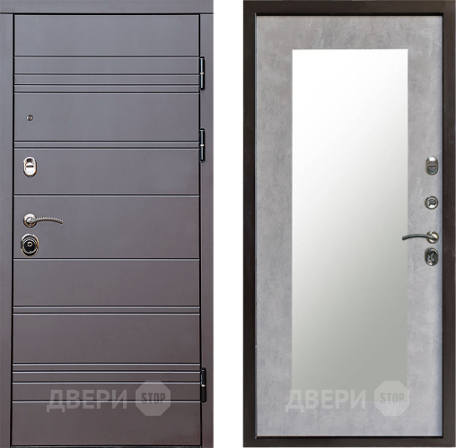 Входная металлическая Дверь Престиж Линия Браун Зеркло Пастораль Бетон светлый в Реутове