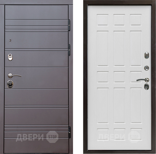 Входная металлическая Дверь Престиж Линия Браун Спарта Белое дерево в Реутове