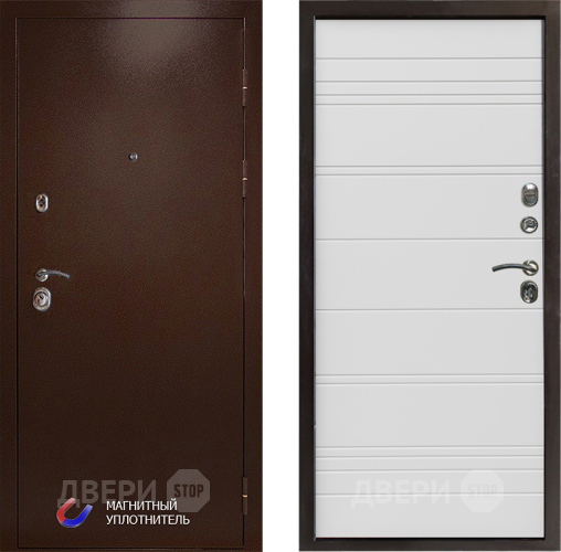 Входная металлическая Дверь Престиж Медь Line Белый в Реутове