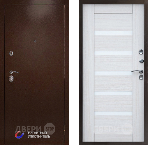 Входная металлическая Дверь Престиж Медь Царга Лиственница белая в Реутове