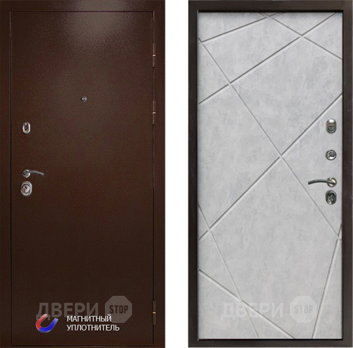 Входная металлическая Дверь Престиж Медь Лучи Бетон светлый в Реутове