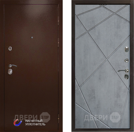 Входная металлическая Дверь Престиж Медь Лучи Бетон темный в Реутове