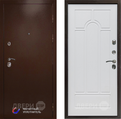 Входная металлическая Дверь Престиж Медь Арка Белое дерево в Реутове