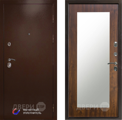 Входная металлическая Дверь Престиж Медь Зеркло Пастораль Дуб в Реутове