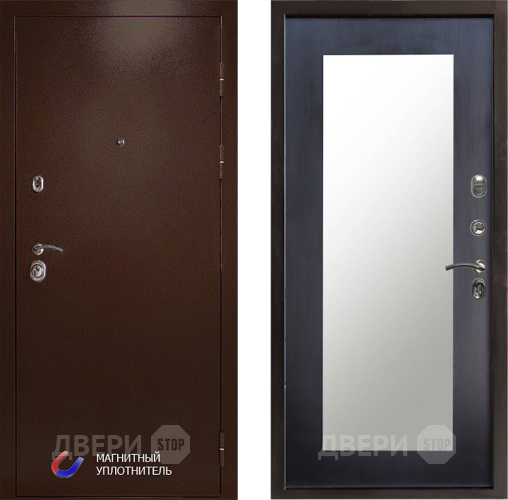Входная металлическая Дверь Престиж Медь Зеркло Пастораль Венге в Реутове