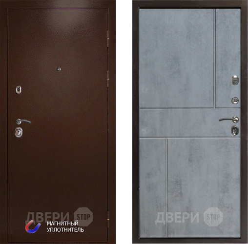 Входная металлическая Дверь Престиж Медь Горизонт Бетон темный в Реутове