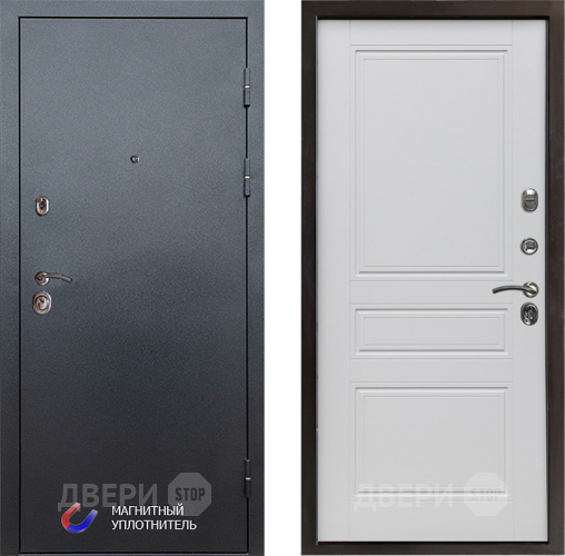 Входная металлическая Дверь Престиж Графит Классика Белый матовый в Реутове