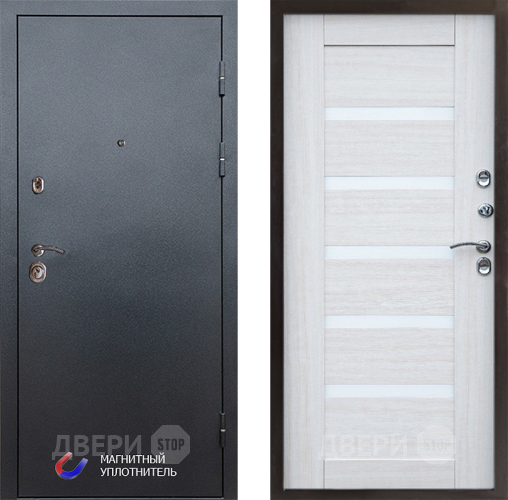 Входная металлическая Дверь Престиж Графит Царга Лиственница белая в Реутове