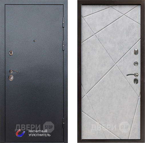 Входная металлическая Дверь Престиж Графит Лучи Бетон светлый в Реутове