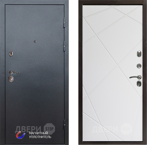Входная металлическая Дверь Престиж Графит Лучи Бетон белый в Реутове
