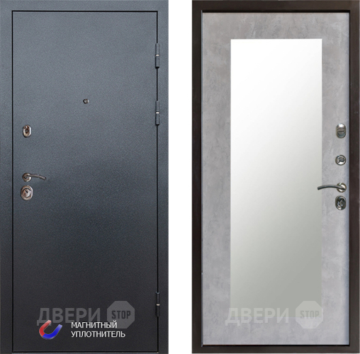 Дверь Престиж Графит Зеркло Пастораль Бетон светлый в Реутове