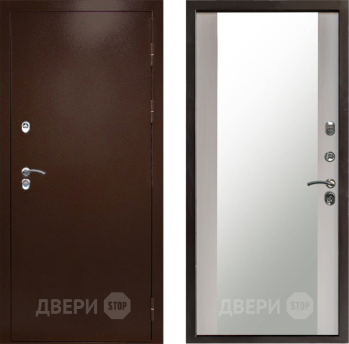 Входная металлическая Дверь Престиж TERMO с терморазрывом Снегирь Медь Зеркало Лиственница белая в Реутове
