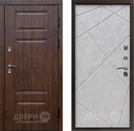 Входная металлическая Дверь Престиж TERMO с терморазрывом Премиум Орех Лучи Бетон светлый в Реутове