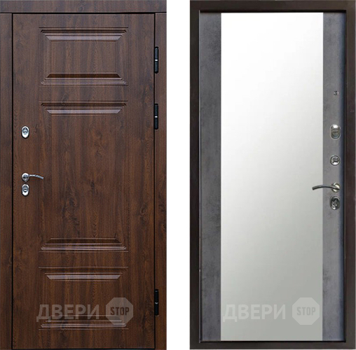 Дверь Престиж TERMO с терморазрывом Премиум Орех Зеркало Бетон темный в Реутове