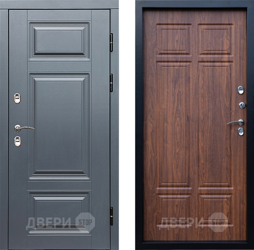 Входная металлическая Дверь Престиж TERMO с терморазрывом Премиум Грэй Премиум Орех темный в Реутове