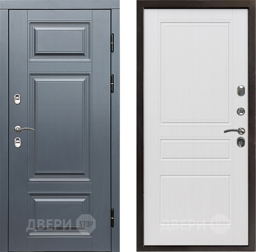 Входная металлическая Дверь Престиж TERMO с терморазрывом Премиум Грэй Классика Белое дерево в Реутове