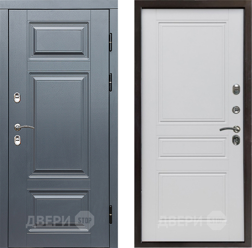 Входная металлическая Дверь Престиж TERMO с терморазрывом Премиум Грэй Классика Белый матовый в Реутове