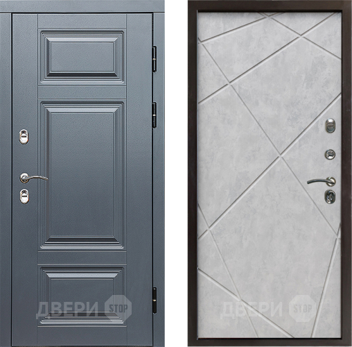 Входная металлическая Дверь Престиж TERMO с терморазрывом Премиум Грэй Лучи Бетон светлый в Реутове