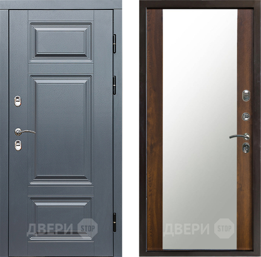 Входная металлическая Дверь Престиж TERMO с терморазрывом Премиум Грэй Зеркало Дуб в Реутове