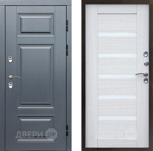 Входная металлическая Дверь Престиж TERMO с терморазрывом Премиум Грэй Царга Лиственница белая в Реутове