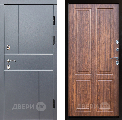 Входная металлическая Дверь Престиж TERMO с терморазрывом Горизонт Грэй Премиум Орех светлый в Реутове