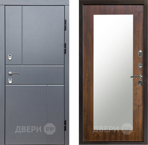 Входная металлическая Дверь Престиж TERMO с терморазрывом Горизонт Грэй Зеркало пастораль Дуб в Реутове