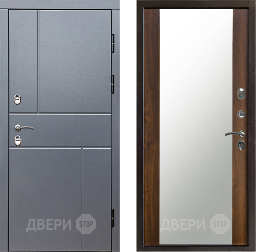 Входная металлическая Дверь Престиж TERMO с терморазрывом Горизонт Грэй Зеркало Дуб в Реутове