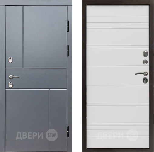Входная металлическая Дверь Престиж TERMO с терморазрывом Горизонт Грэй Line Белый в Реутове