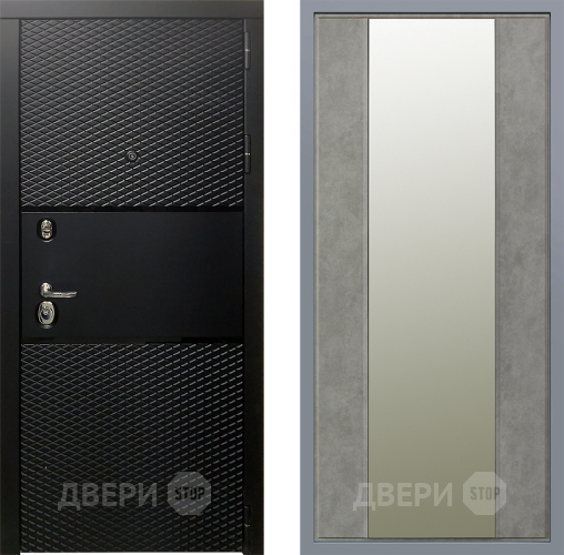 Дверь Заводские двери Тефлон Зеркало Макси Бетон темный в Реутове