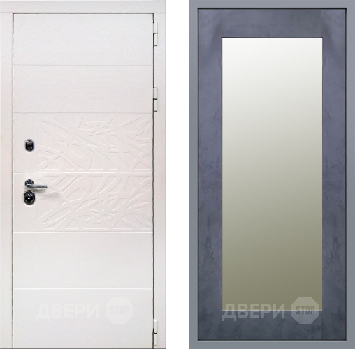 Дверь Заводские двери Дэко Вайт Зеркало Модерн Бетон темный в Реутове