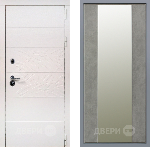 Дверь Заводские двери Дэко Вайт Зеркало Макси Бетон темный в Реутове