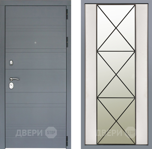 Дверь Заводские двери Лира Софт графит Зеркало Перфекто Структурное дерево в Реутове