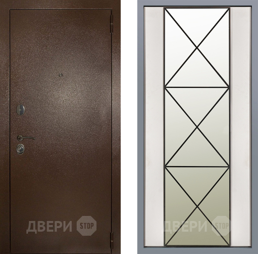 Дверь Заводские двери Эталон 3к антик медь Зеркало Перфекто Структурное дерево в Реутове