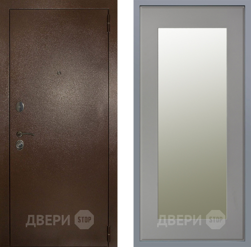 Дверь Заводские двери Эталон 3к антик медь Зеркало Модерн Грей софт в Реутове