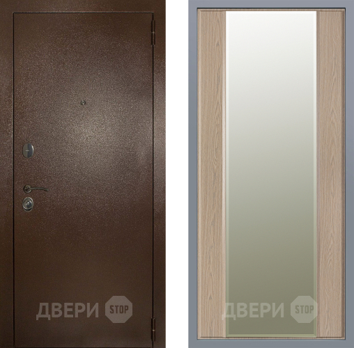 Дверь Заводские двери Эталон 3к антик медь Зеркало Макси Беленый дуб в Реутове