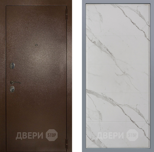 Дверь Заводские двери Эталон 3к антик медь Тривия Мрамор белый в Реутове