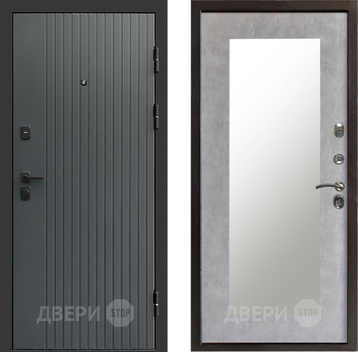 Входная металлическая Дверь Престиж Tvist Grey Зеркло Пастораль Бетон светлый в Реутове