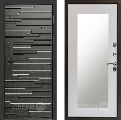 Входная металлическая Дверь Престиж Rivera Зеркло Пастораль Лиственница белая в Реутове