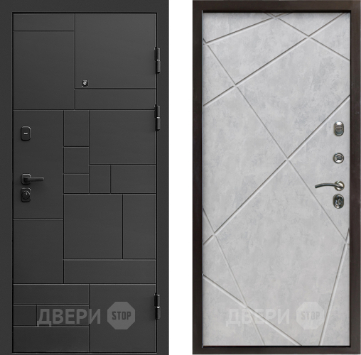 Входная металлическая Дверь Престиж Kvadro Лучи Бетон светлый в Реутове