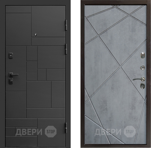 Входная металлическая Дверь Престиж Kvadro Лучи Бетон темный в Реутове