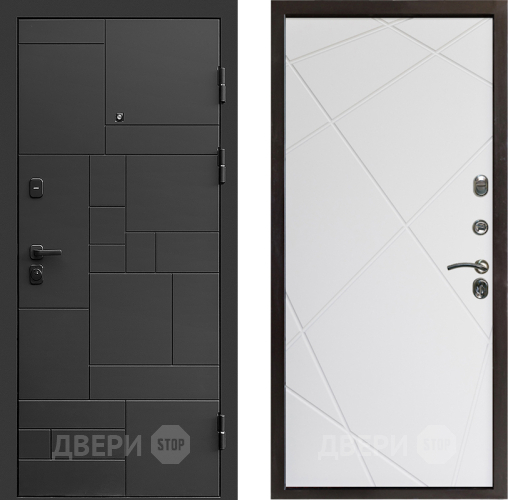 Входная металлическая Дверь Престиж Kvadro Лучи Бетон белый в Реутове