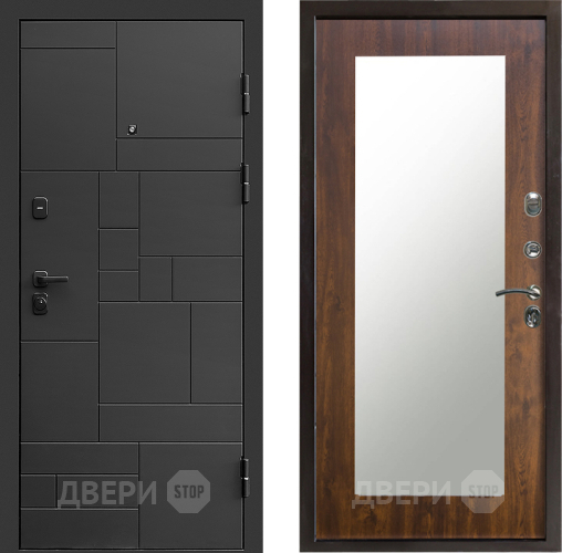 Входная металлическая Дверь Престиж Kvadro Зеркло Пастораль Дуб в Реутове