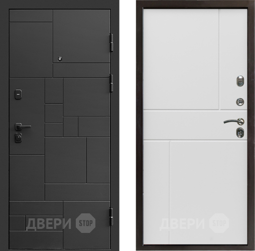 Входная металлическая Дверь Престиж Kvadro Горизонт Бетон белый в Реутове