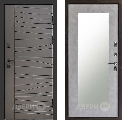 Входная металлическая Дверь Престиж Siciliya Зеркло Пастораль Бетон светлый в Реутове