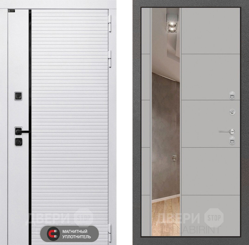 Входная металлическая Дверь Лабиринт (LABIRINT) Royal Зеркало 19 Грей софт в Реутове