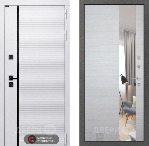 Входная металлическая Дверь Лабиринт (LABIRINT) Royal Зеркало Акация светлая в Реутове